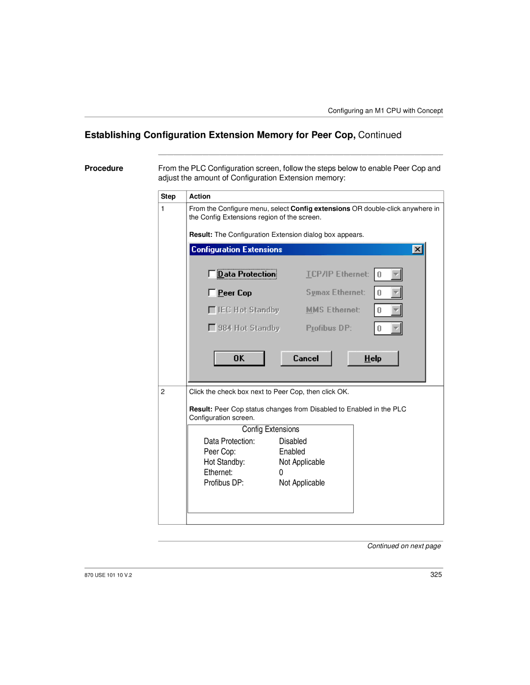 Schneider Electric Processor Adapter manual Adjust the amount of Configuration Extension memory 