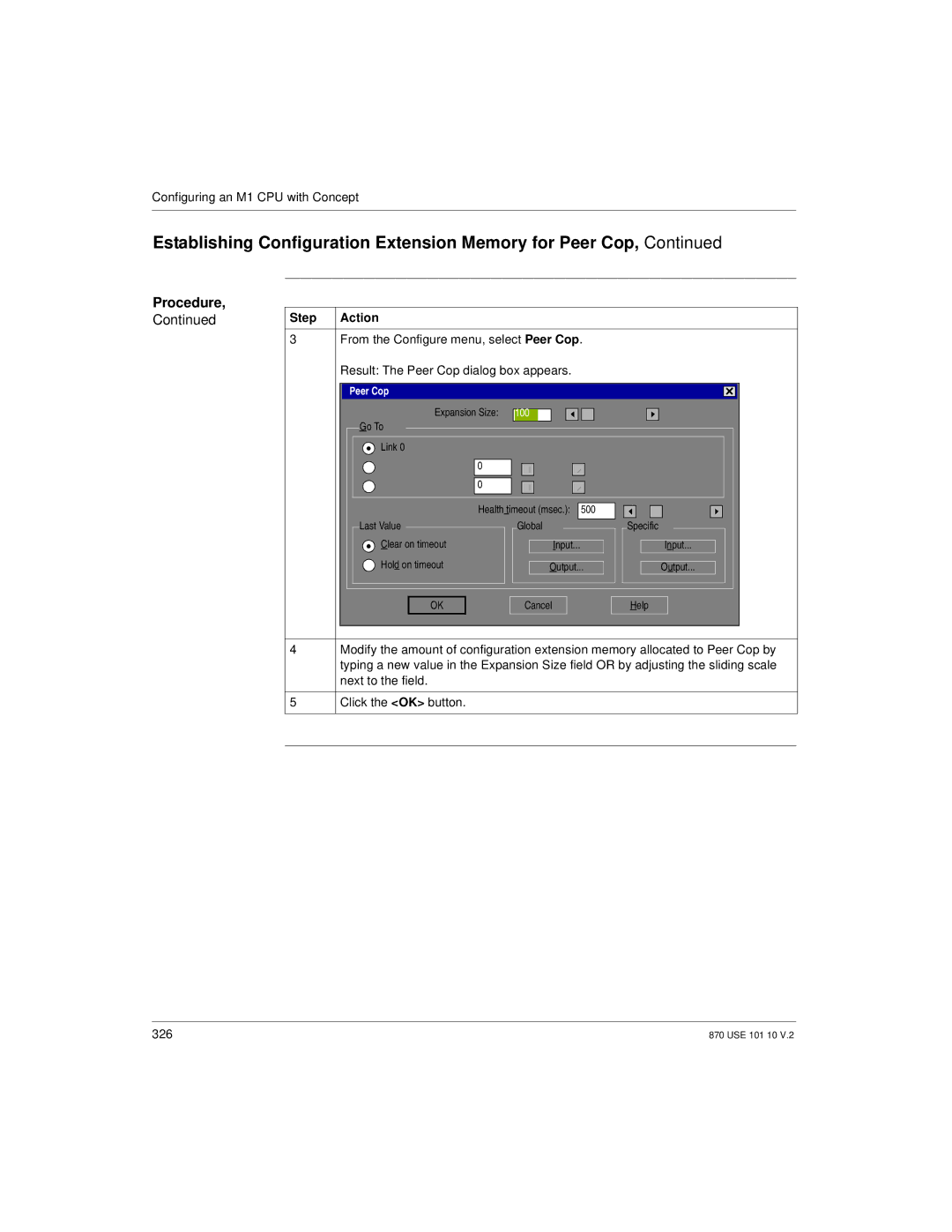 Schneider Electric Processor Adapter manual Step Action From the Configure menu, select Peer Cop 