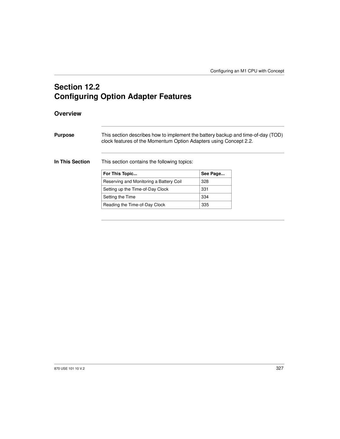 Schneider Electric Processor Adapter manual Clock features of the Momentum Option Adapters using Concept 