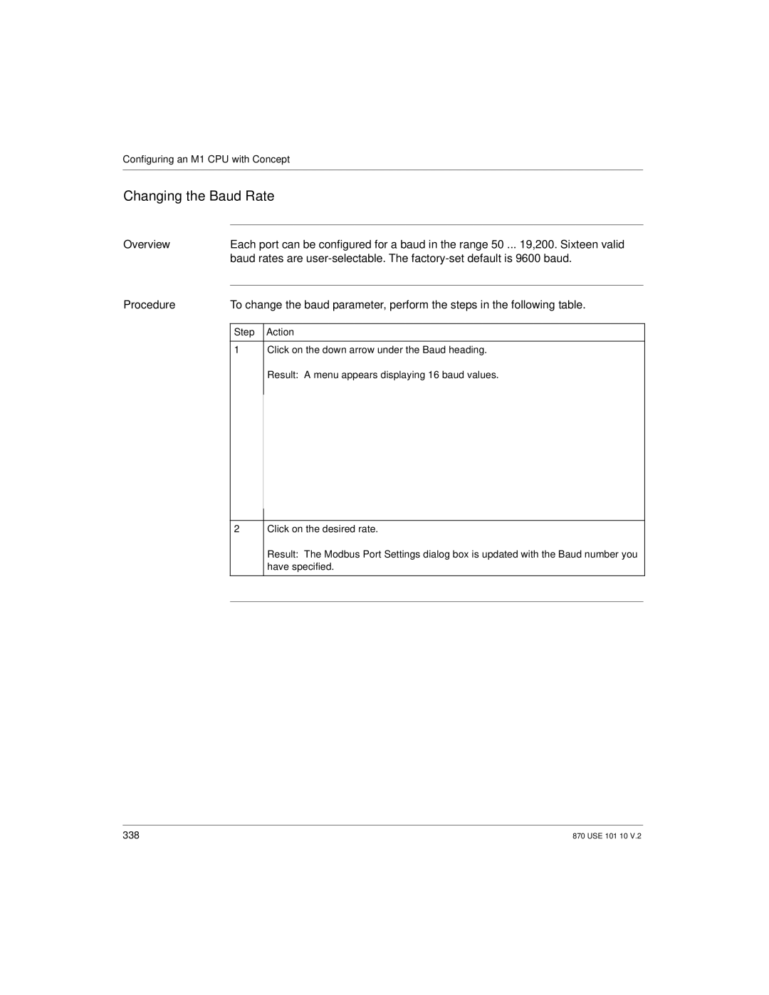 Schneider Electric Processor Adapter manual Changing the Baud Rate 