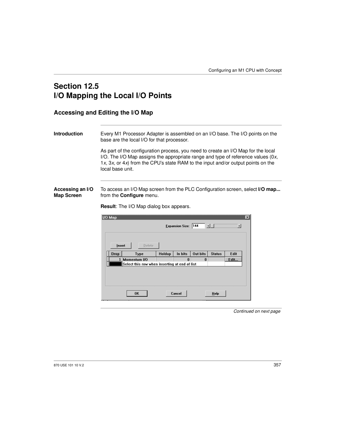 Schneider Electric Processor Adapter manual Map Screen From the Configure menu, Result The I/O Map dialog box appears 