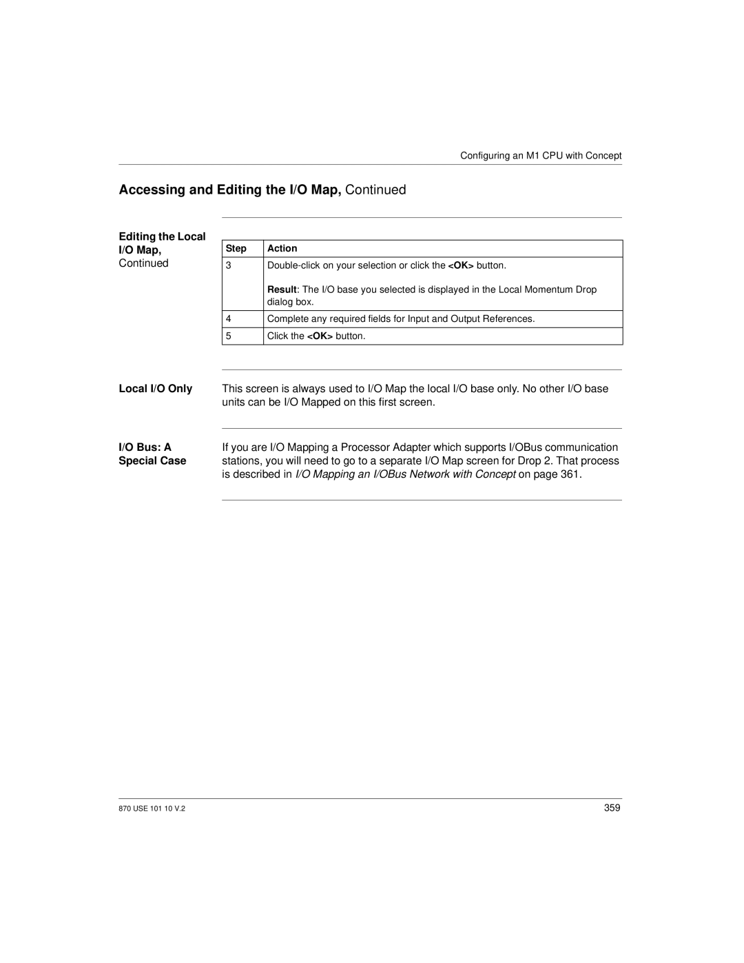 Schneider Electric Processor Adapter manual Editing the Local Map, Step 