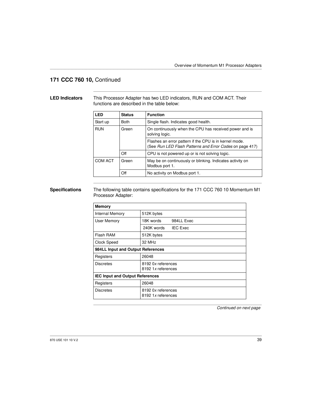 Schneider Electric Processor Adapter manual Led 