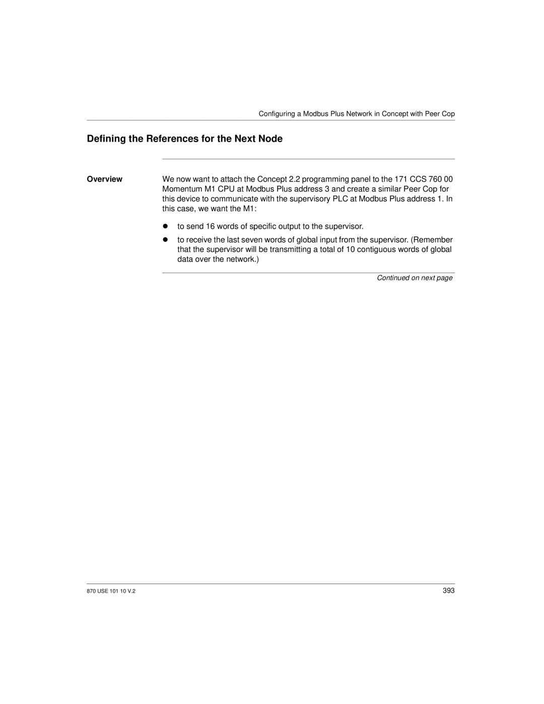 Schneider Electric Processor Adapter manual Defining the References for the Next Node 