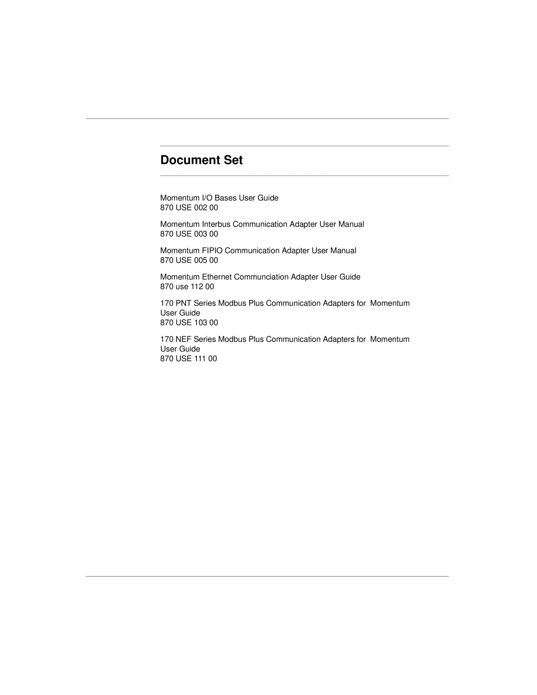 Schneider Electric Processor Adapter manual Document Set 