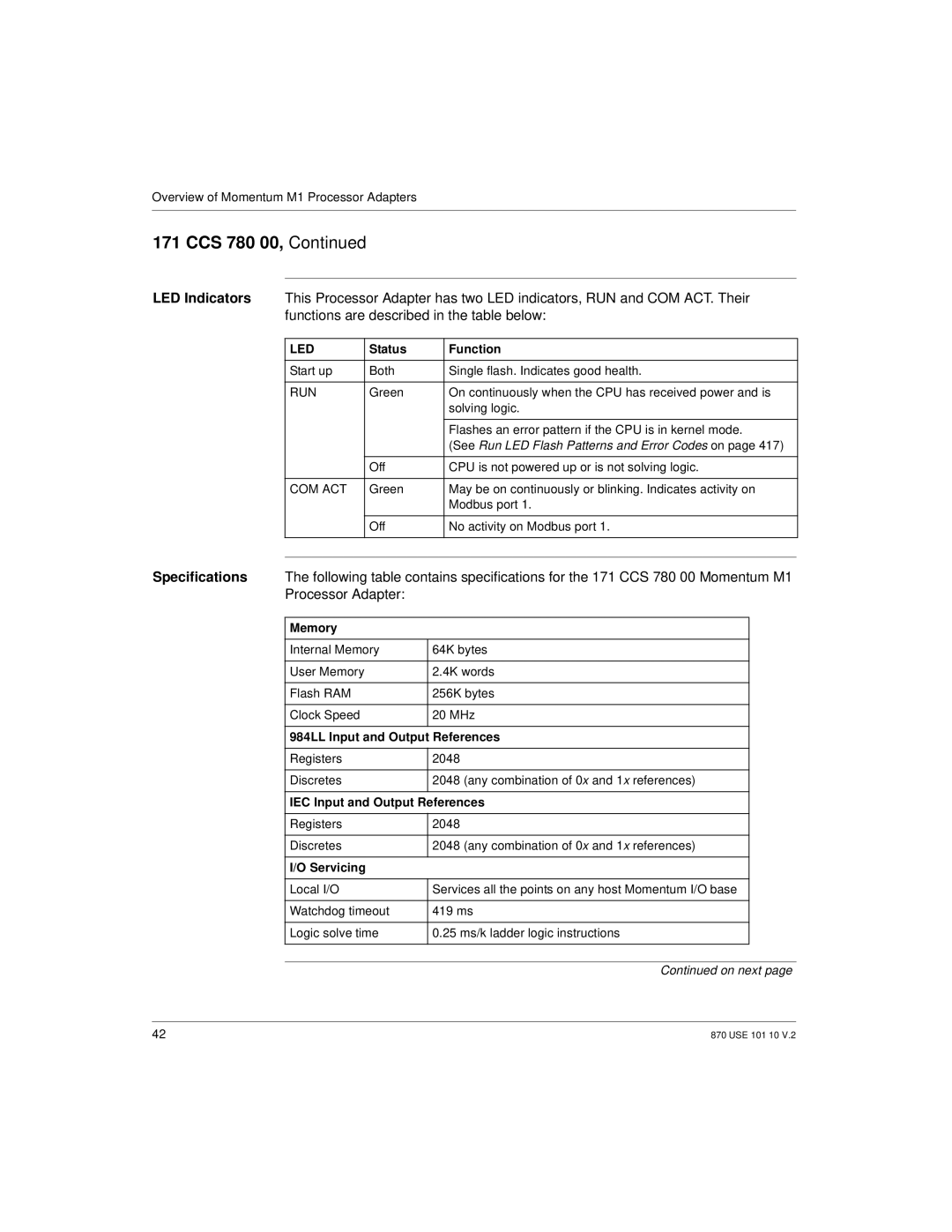 Schneider Electric Processor Adapter manual Led 