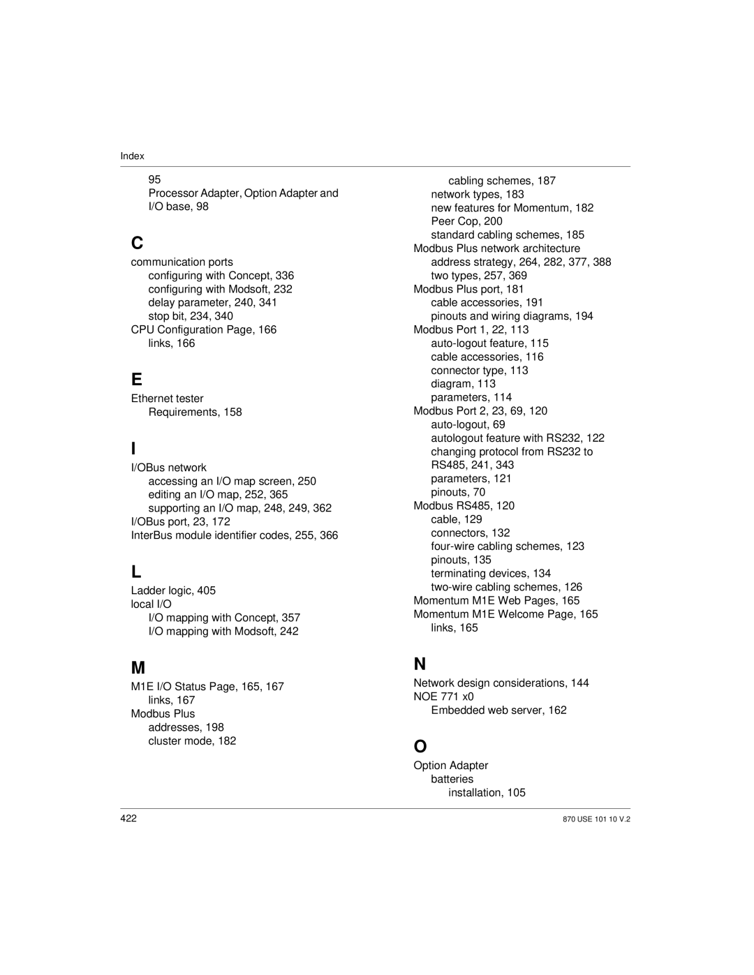 Schneider Electric Processor Adapter manual Address strategy, 264, 282, 377, 388 two types, 257 