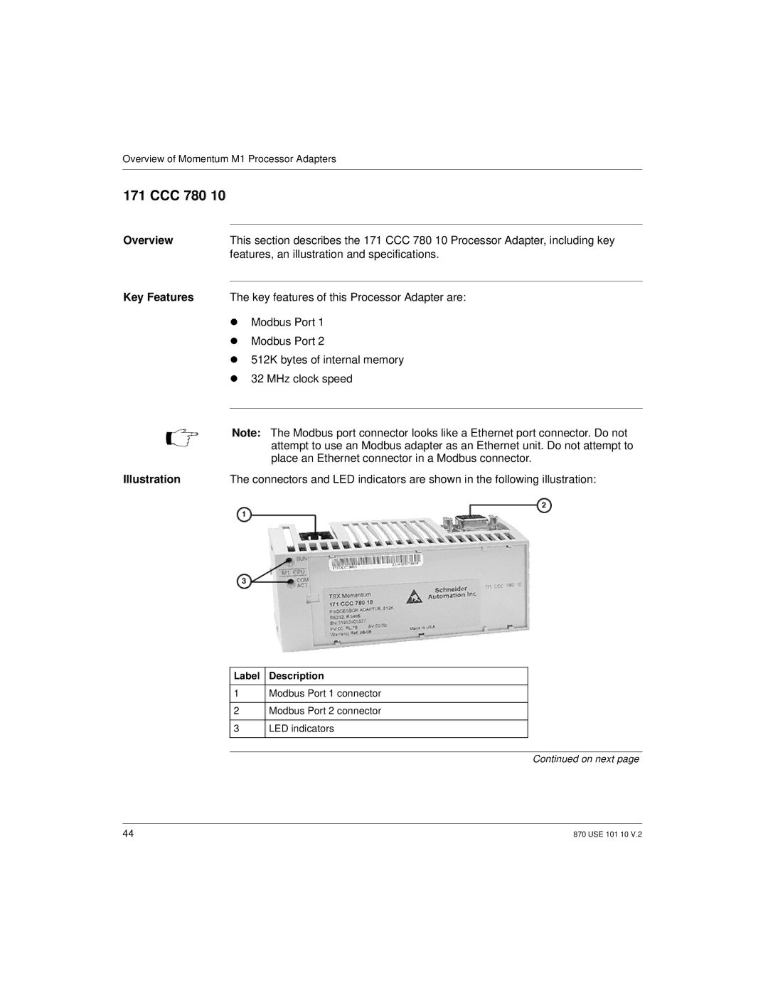 Schneider Electric Processor Adapter manual CCC 780, Overview 