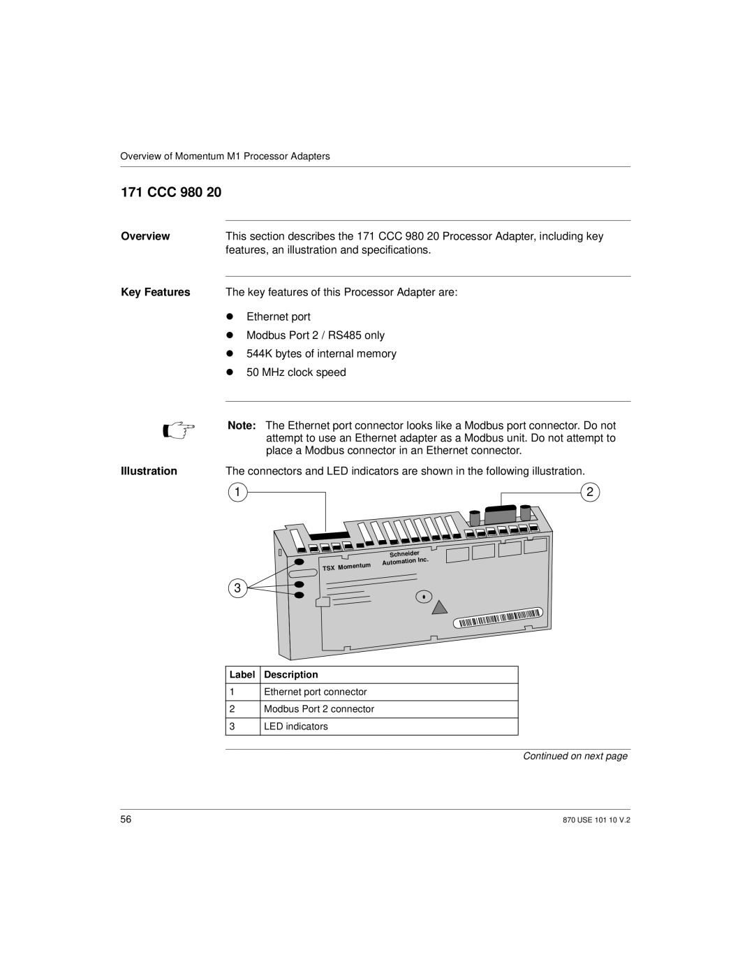 Schneider Electric Processor Adapter manual CCC 980, Overview 