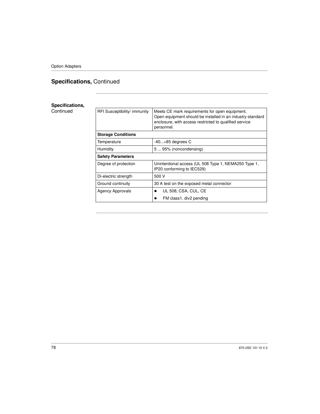 Schneider Electric Processor Adapter manual Specifications 