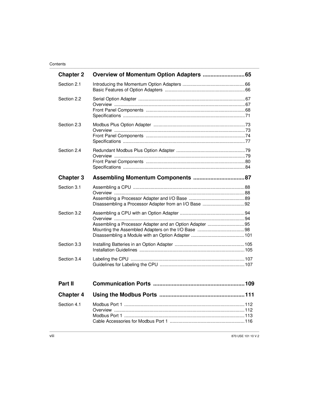 Schneider Electric Processor Adapter manual Overview of Momentum Option Adapters, Assembling Momentum Components 