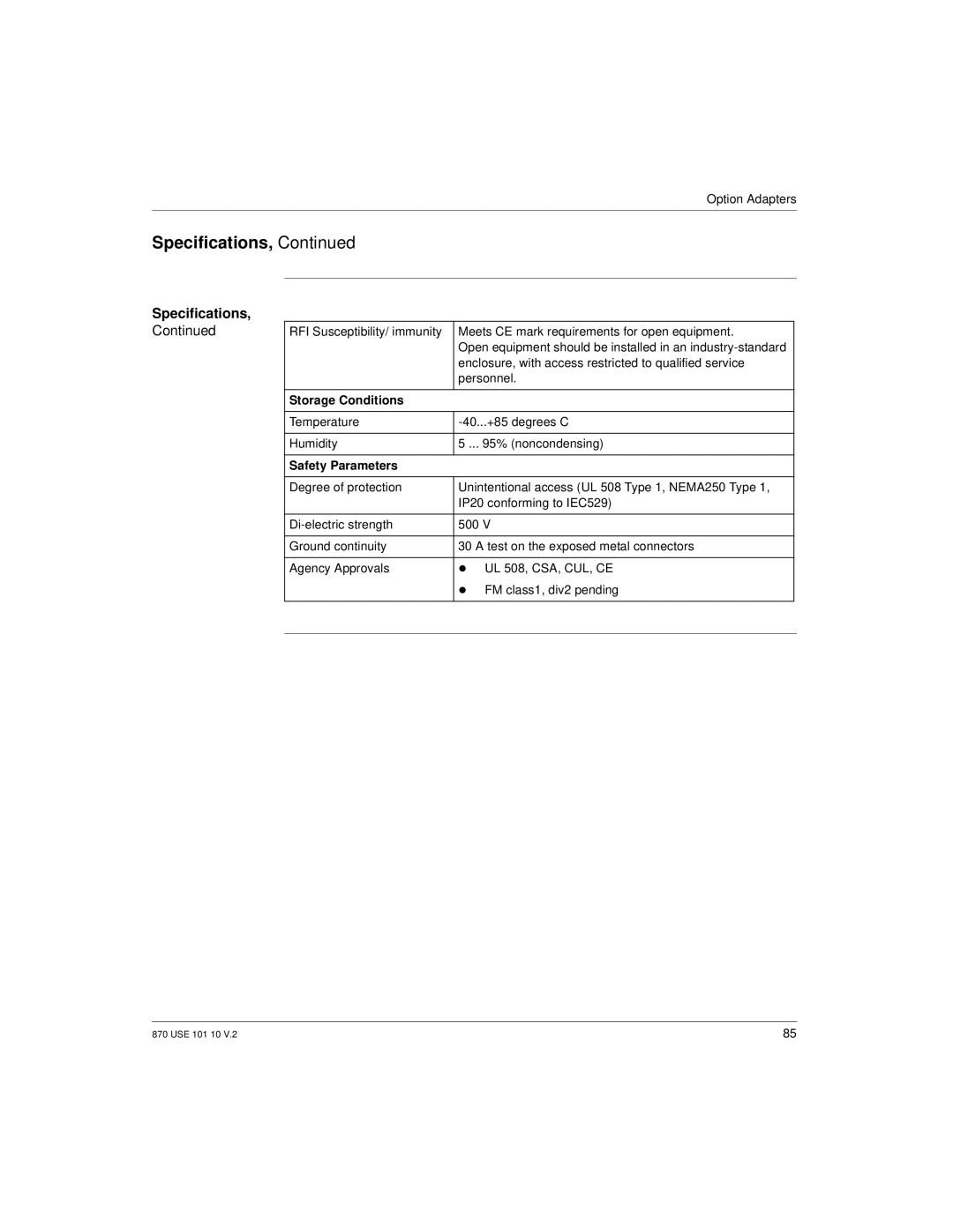 Schneider Electric Processor Adapter manual Option Adapters 