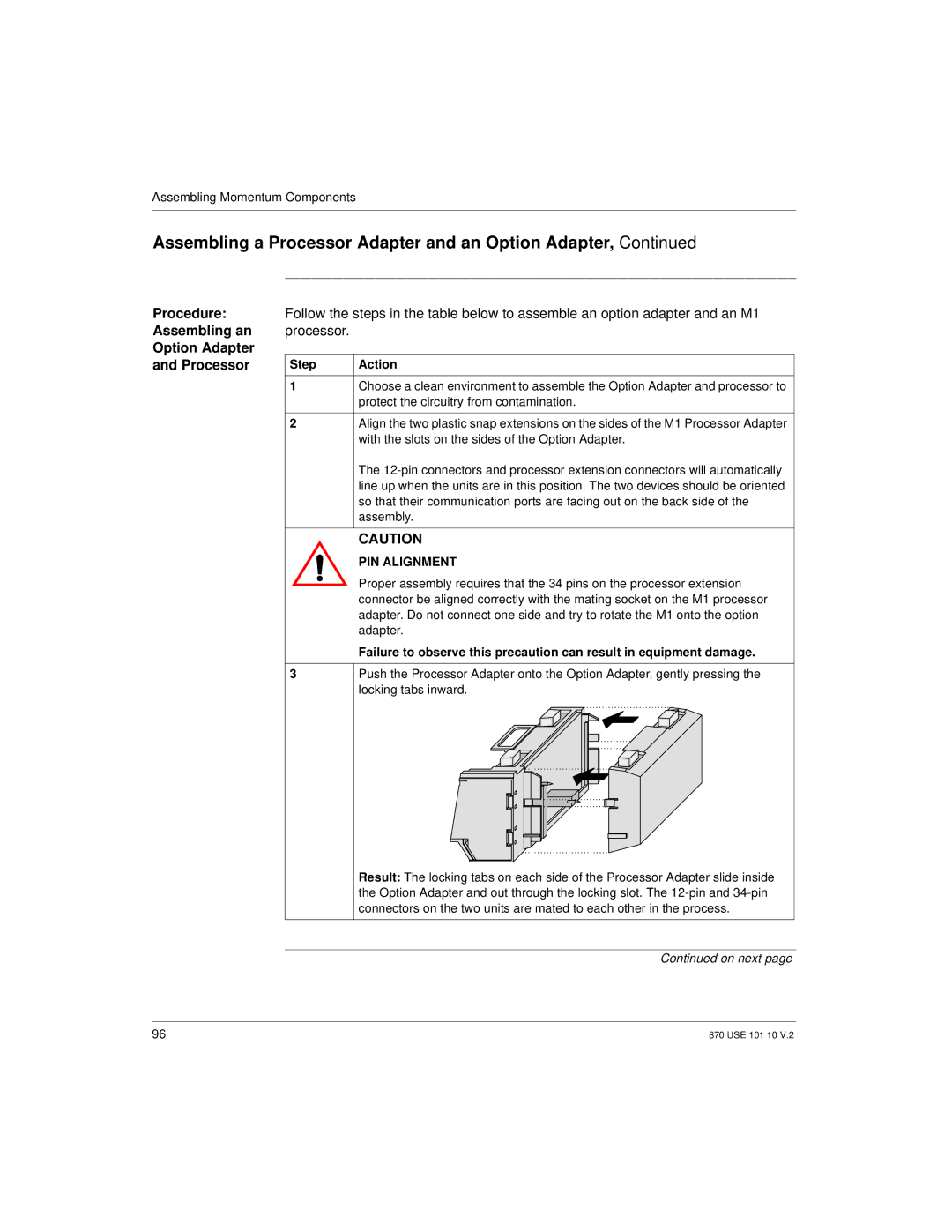 Schneider Electric Processor Adapter manual Assembling an Processor Option Adapter, PIN Alignment 