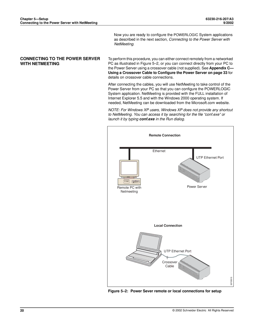 Schneider Electric PWRSRV710, PWRSRV750 setup guide Connecting to the Power Server with Netmeeting 