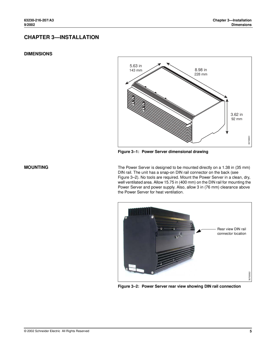 Schneider Electric PWRSRV750, PWRSRV710 setup guide Installation, Dimensions, Mounting 