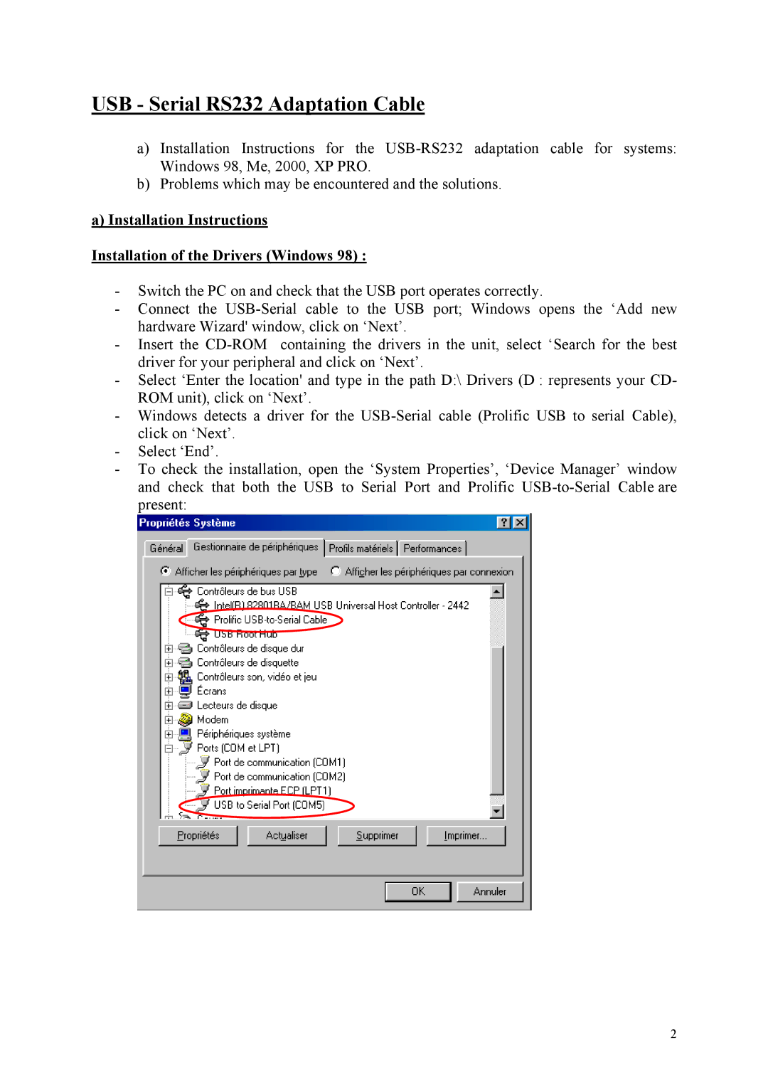 Schneider Electric manual USB Serial RS232 Adaptation Cable 