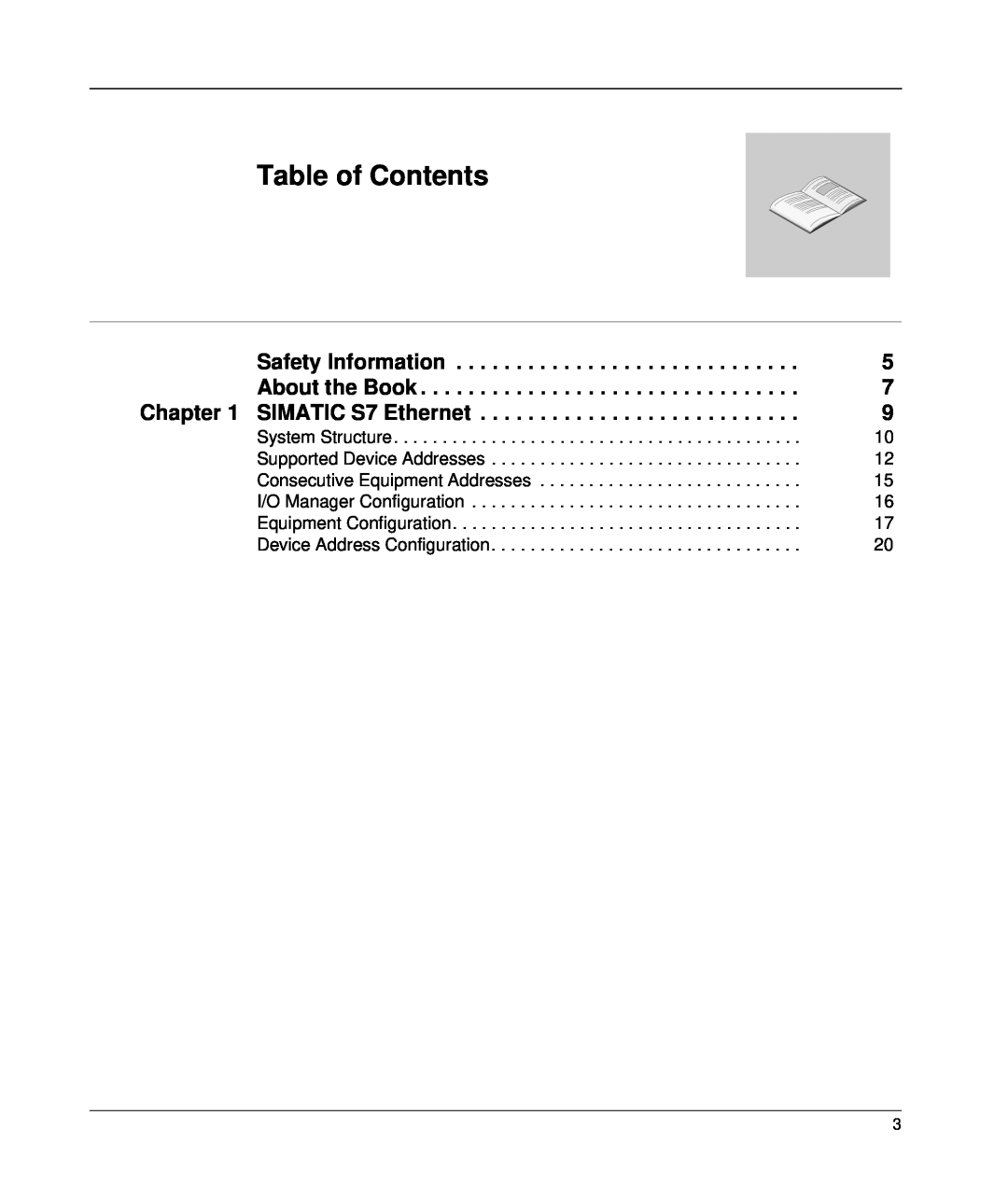 Schneider Electric manual Table of Contents, Safety Information, About the Book, SIMATIC S7 Ethernet 
