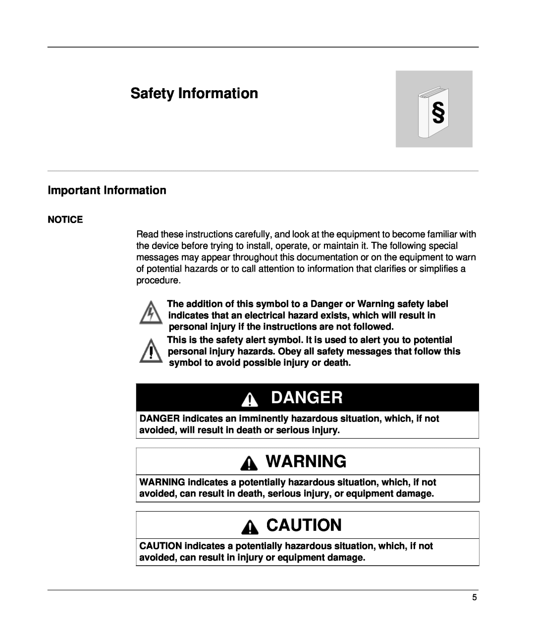 Schneider Electric S7 manual Safety Information, Important Information, Danger 