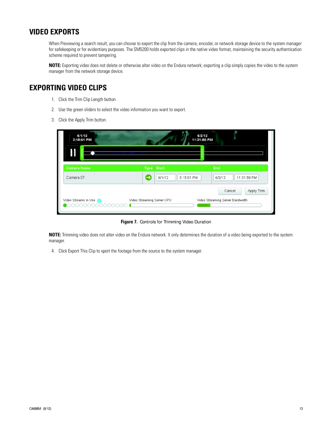 Schneider Electric SM5200 manual Video Exports, Exporting Video Clips 