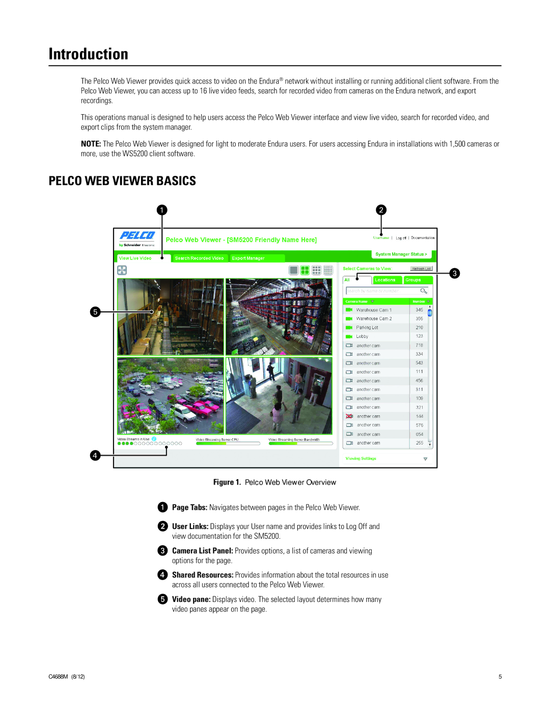 Schneider Electric SM5200 manual Introduction, Pelco WEB Viewer Basics 