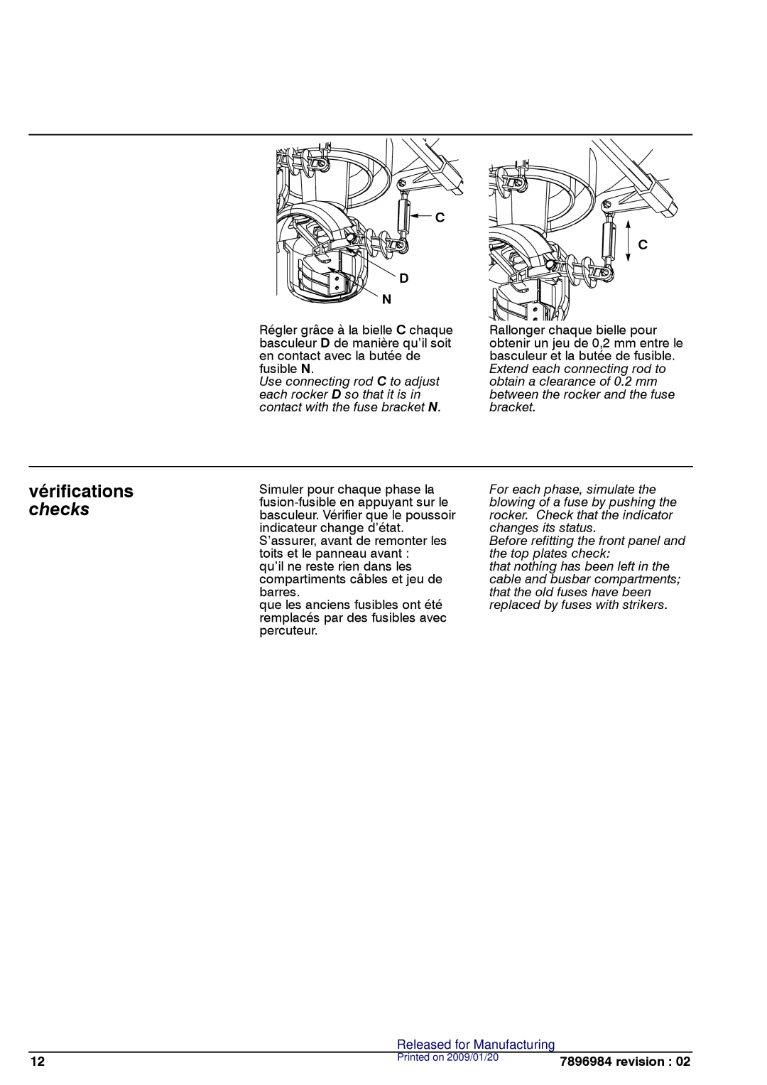 Schneider Electric SM6 manual Vérifications checks 