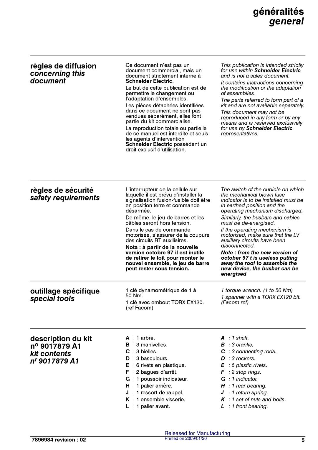 Schneider Electric SM6 manual Généralités general, Règles de diffusion concerning this document 