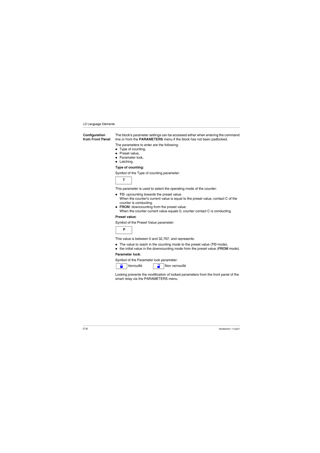 Schneider Electric SR2MAN01 user manual Type of counting, Preset value 