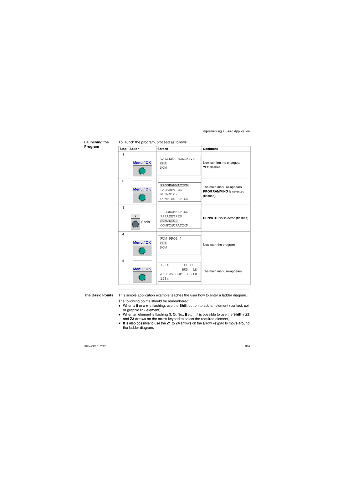 Schneider Electric SR2MAN01 Launching the Program, To launch the program, proceed as follows, Programming is selected 