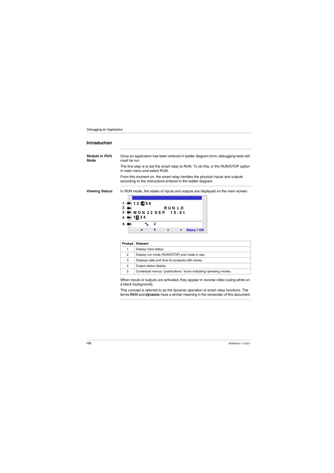 Schneider Electric SR2MAN01 user manual N L D, Module in RUN Mode Viewing Status 