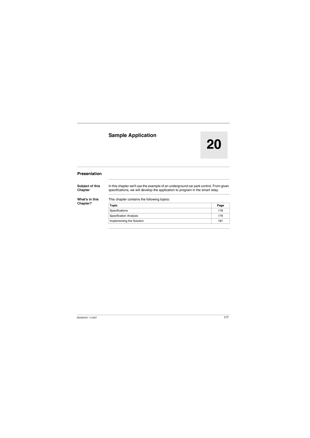 Schneider Electric SR2MAN01 user manual Sample Application, Presentation 