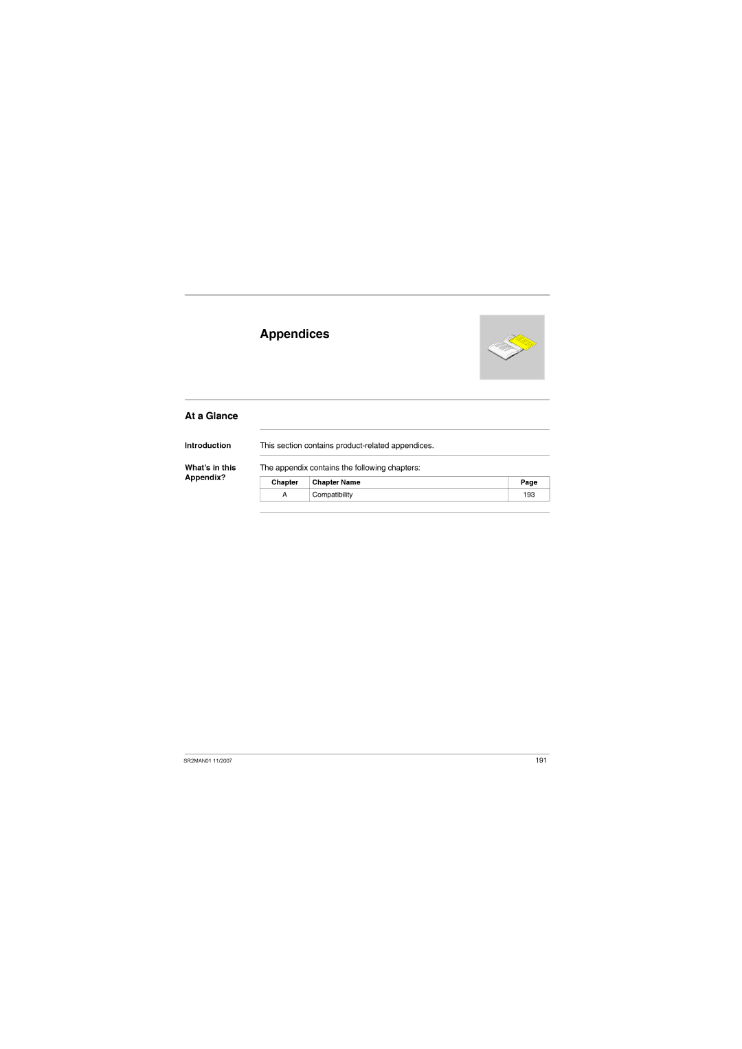 Schneider Electric SR2MAN01 user manual Appendices, This section contains product-related appendices, Appendix? 