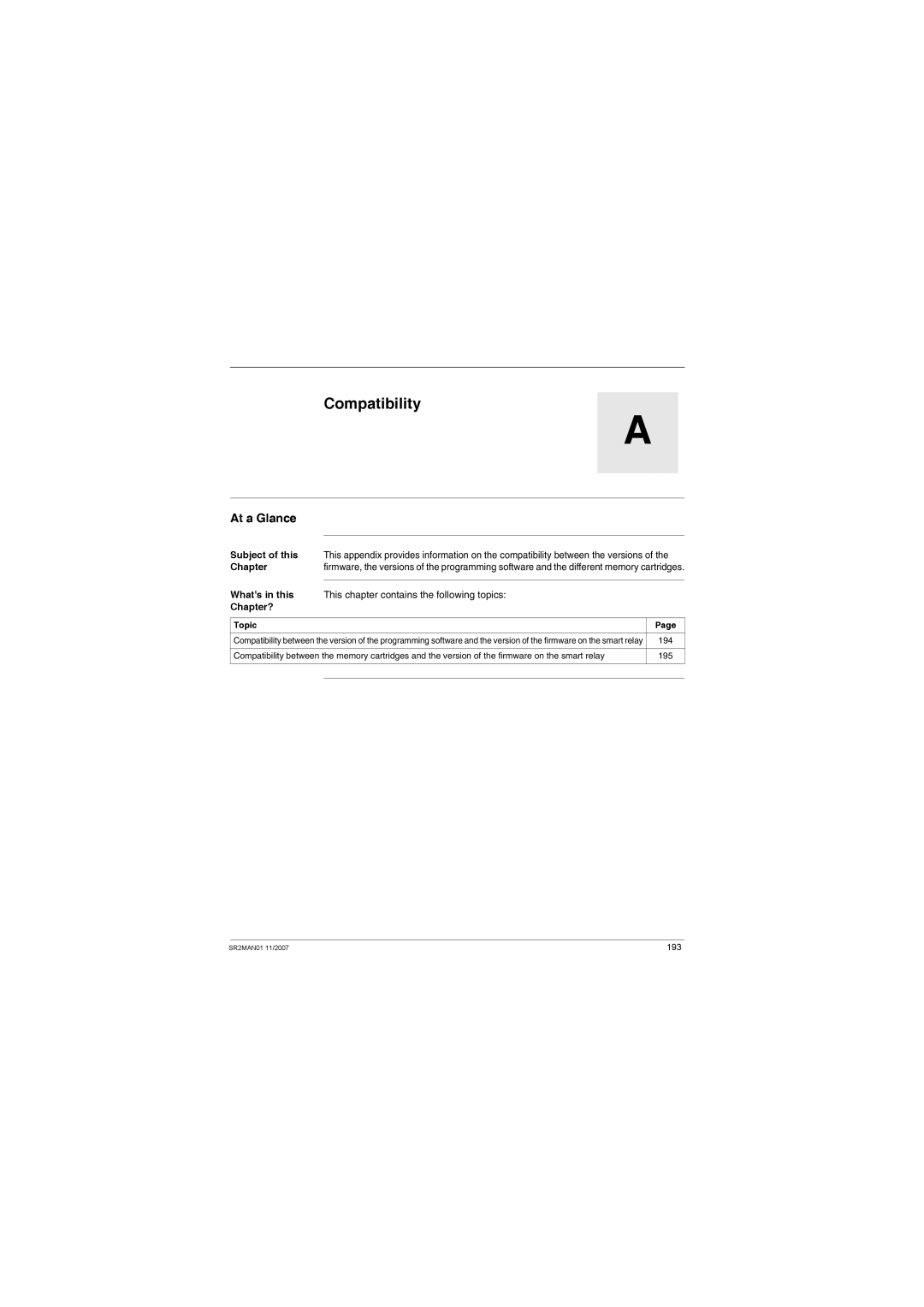 Schneider Electric SR2MAN01 user manual Compatibility, Subject of this, Chapter 