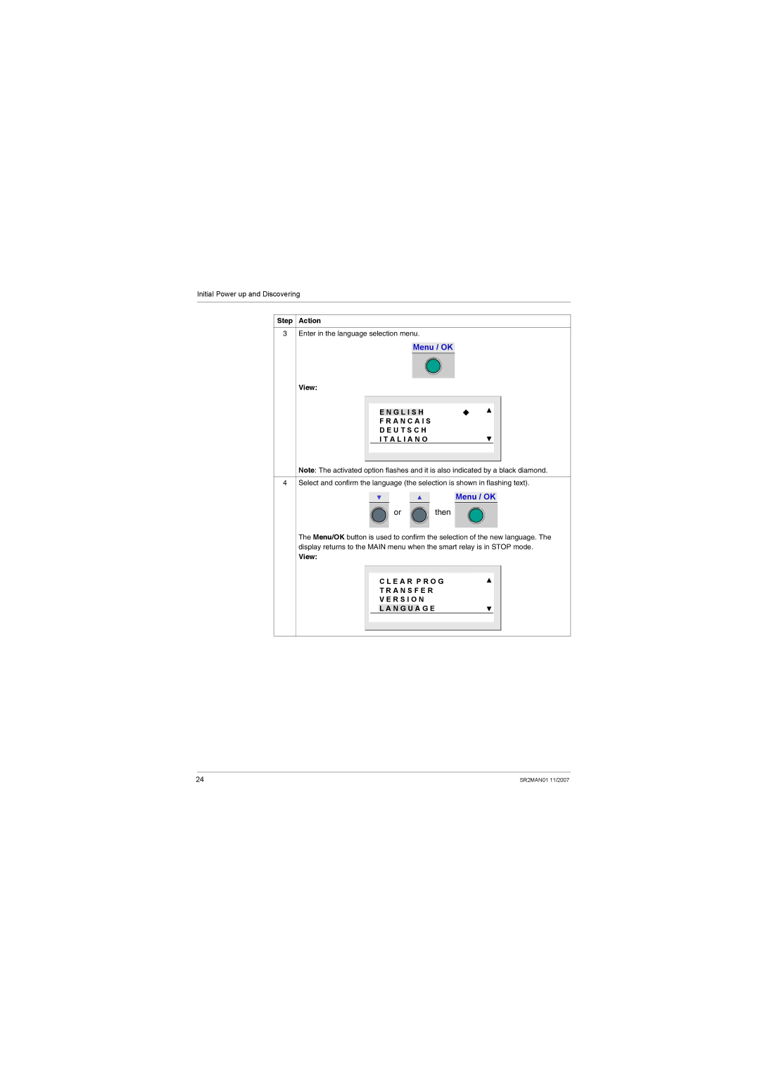 Schneider Electric SR2MAN01 user manual Or then, E a R P R O G A N S F E R R S I O N N G U a G E 