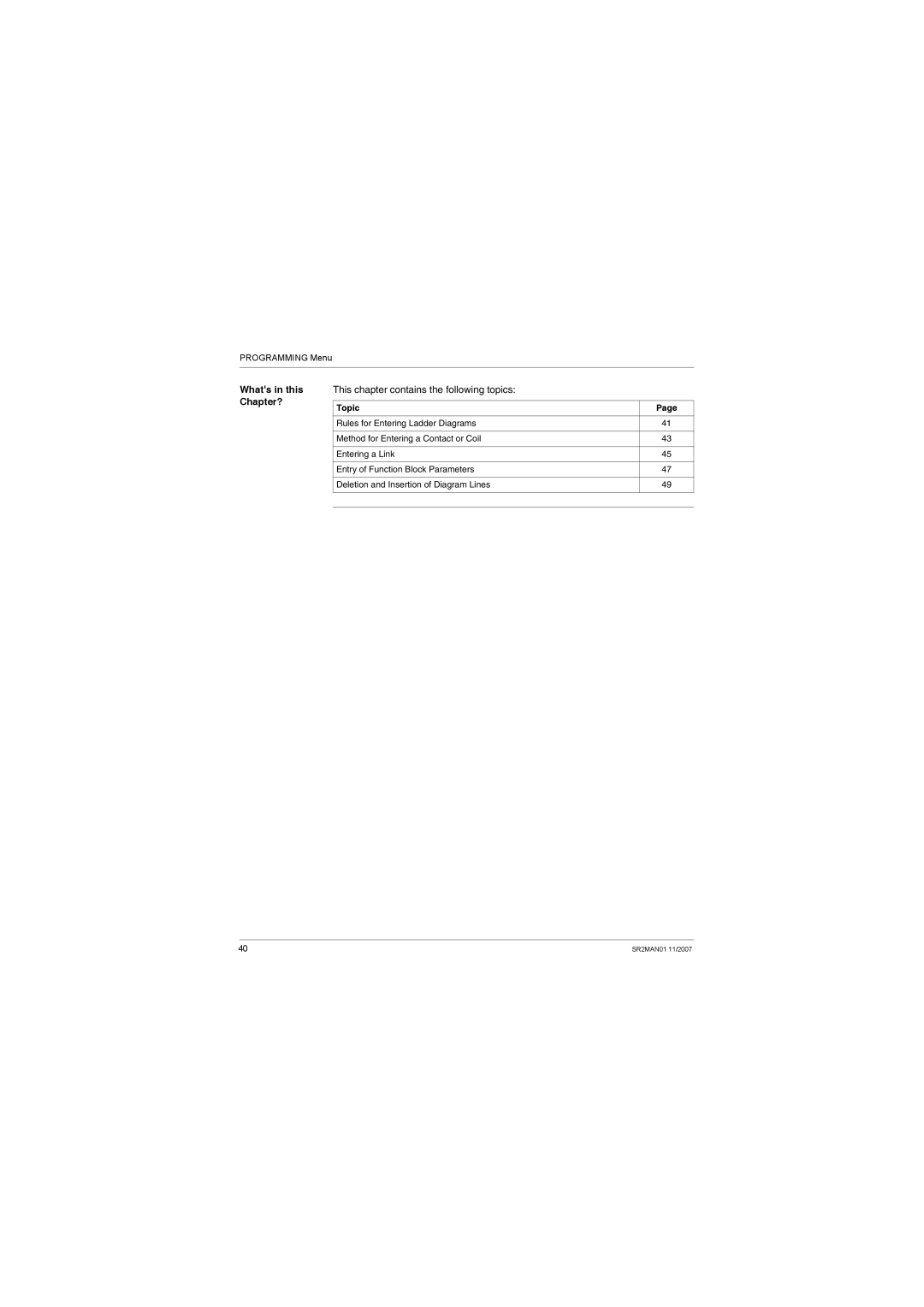 Schneider Electric SR2MAN01 user manual Whats in this, Chapter? 