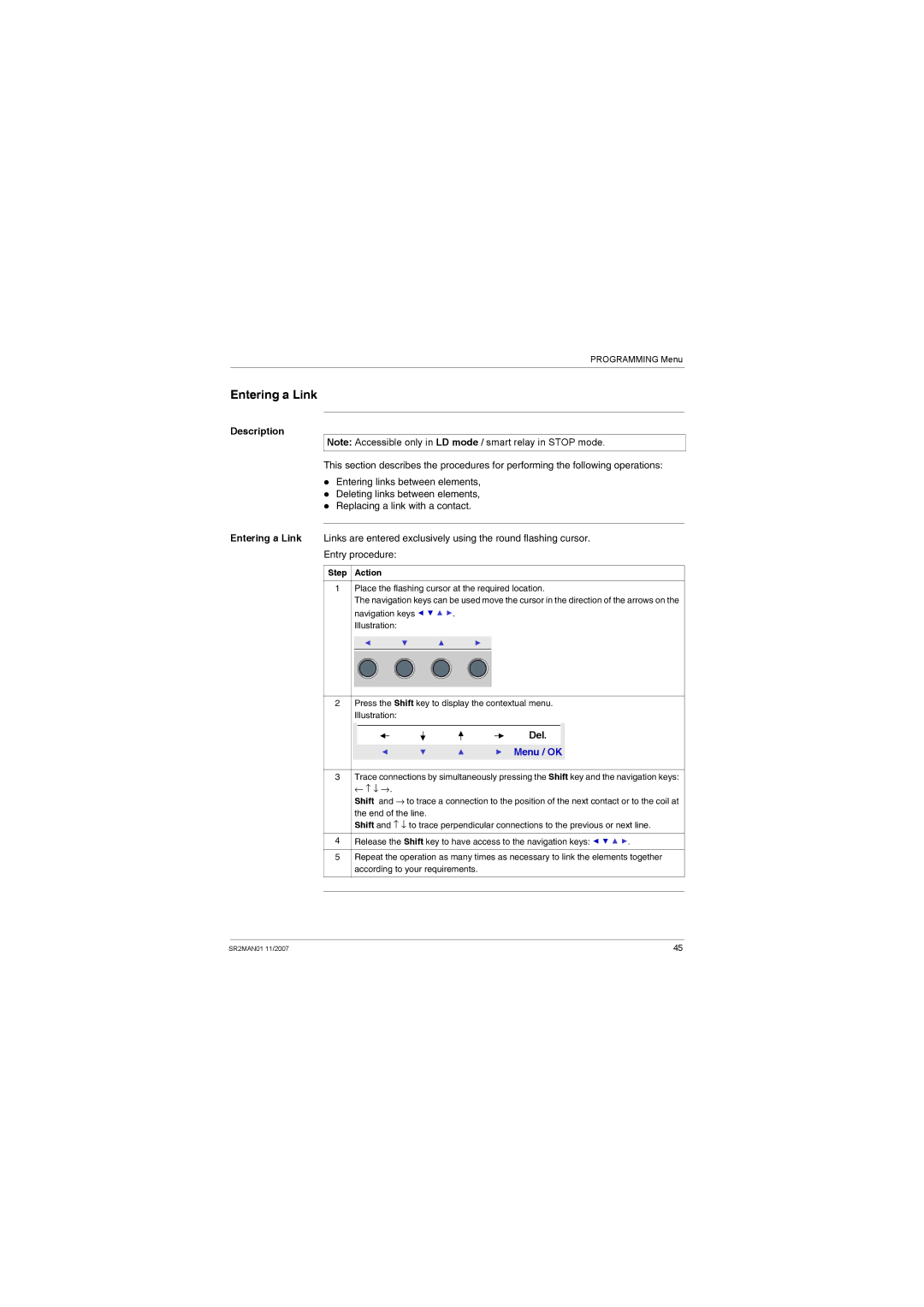 Schneider Electric SR2MAN01 user manual Description Entering a Link 