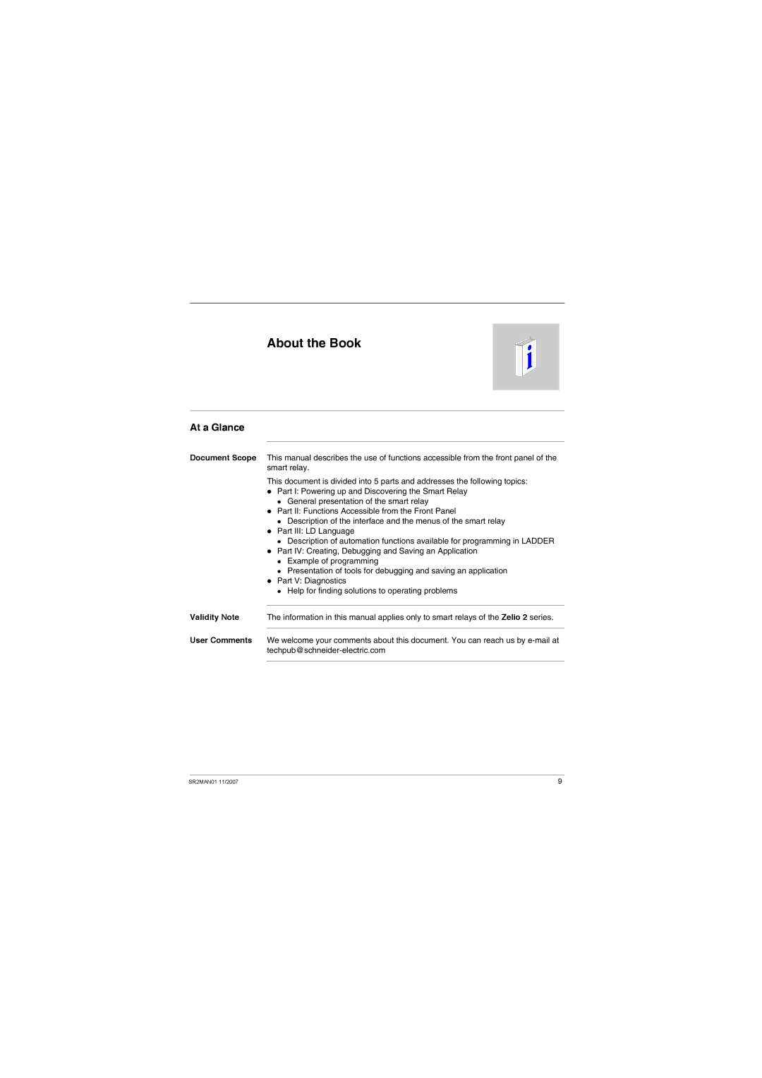 Schneider Electric SR2MAN01 user manual About the Book, At a Glance 