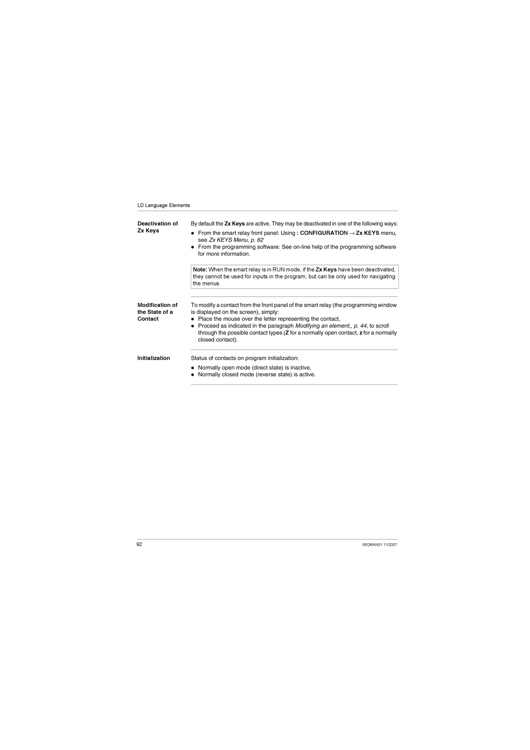 Schneider Electric SR2MAN01 user manual Place the mouse over the letter representing the contact 