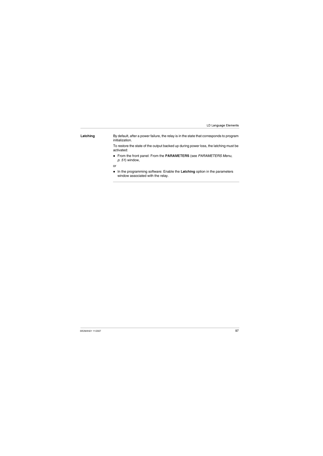 Schneider Electric SR2MAN01 user manual Latching, Initialization, Activated, Window associated with the relay 