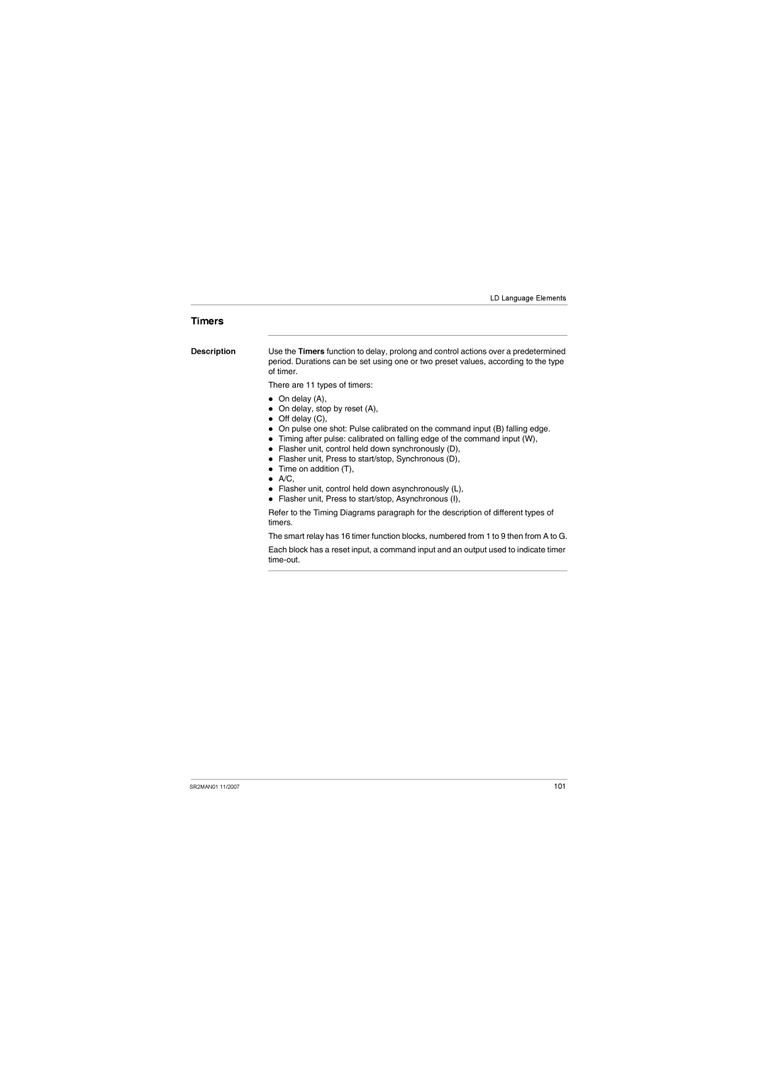 Schneider Electric SR2MAN01 user manual Timers 