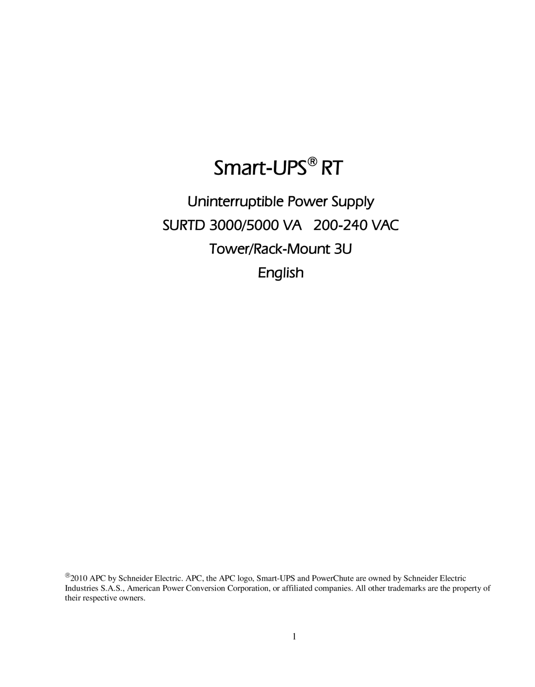 Schneider Electric SURTD 3000 manual Smart-UPSRT 