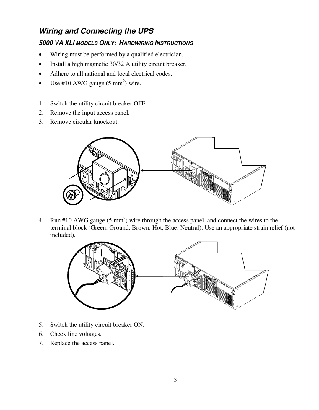 Schneider Electric SURTD 3000 manual Wiring and Connecting the UPS 