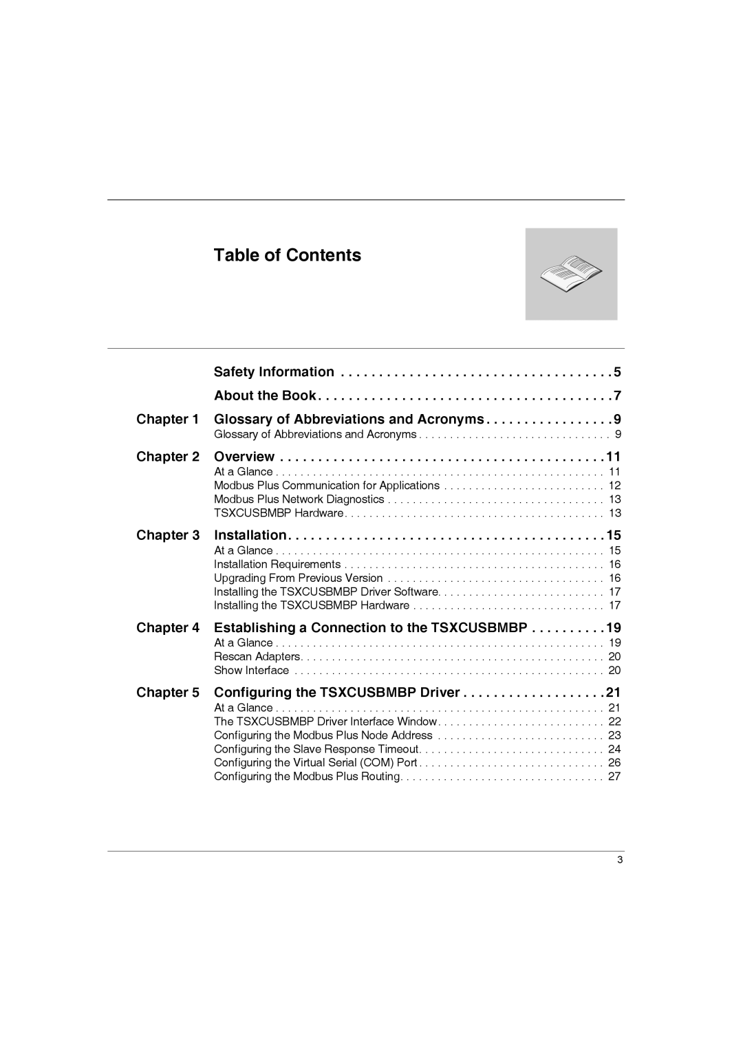 Schneider Electric TSXCUSBMBP user manual Table of Contents 