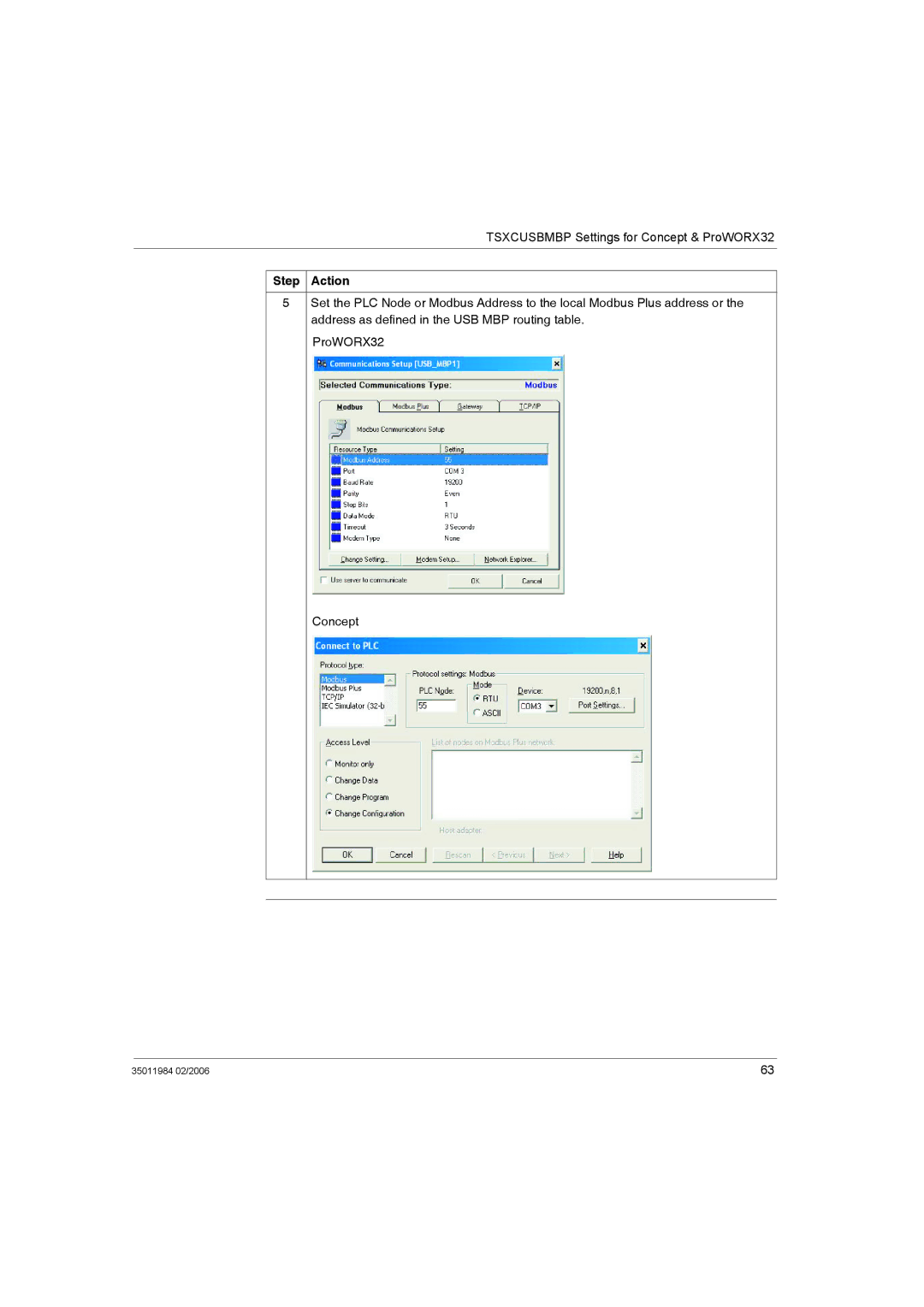 Schneider Electric TSXCUSBMBP user manual Step Action 