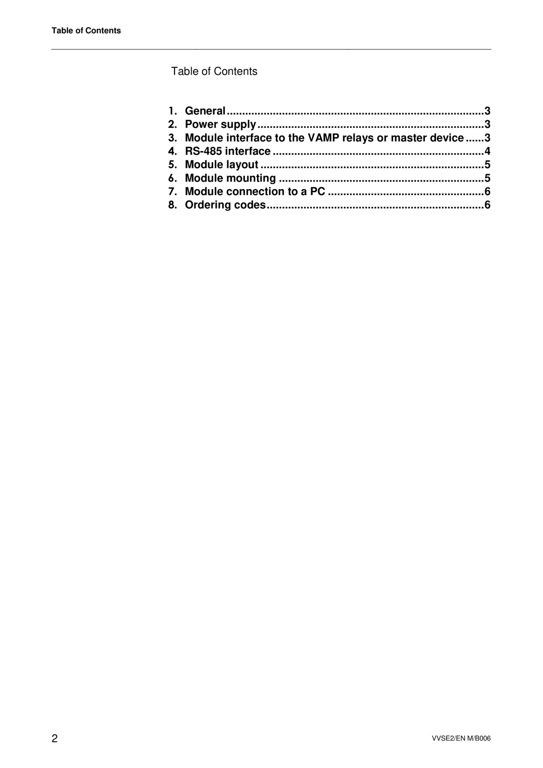 Schneider Electric VSE 002 user manual Table of Contents 