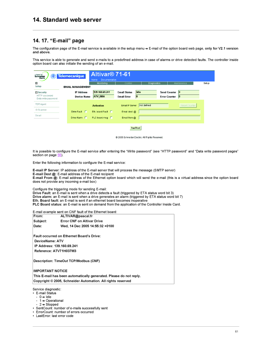 Schneider Electric VW3A3310d user manual Mail, Important Notice 