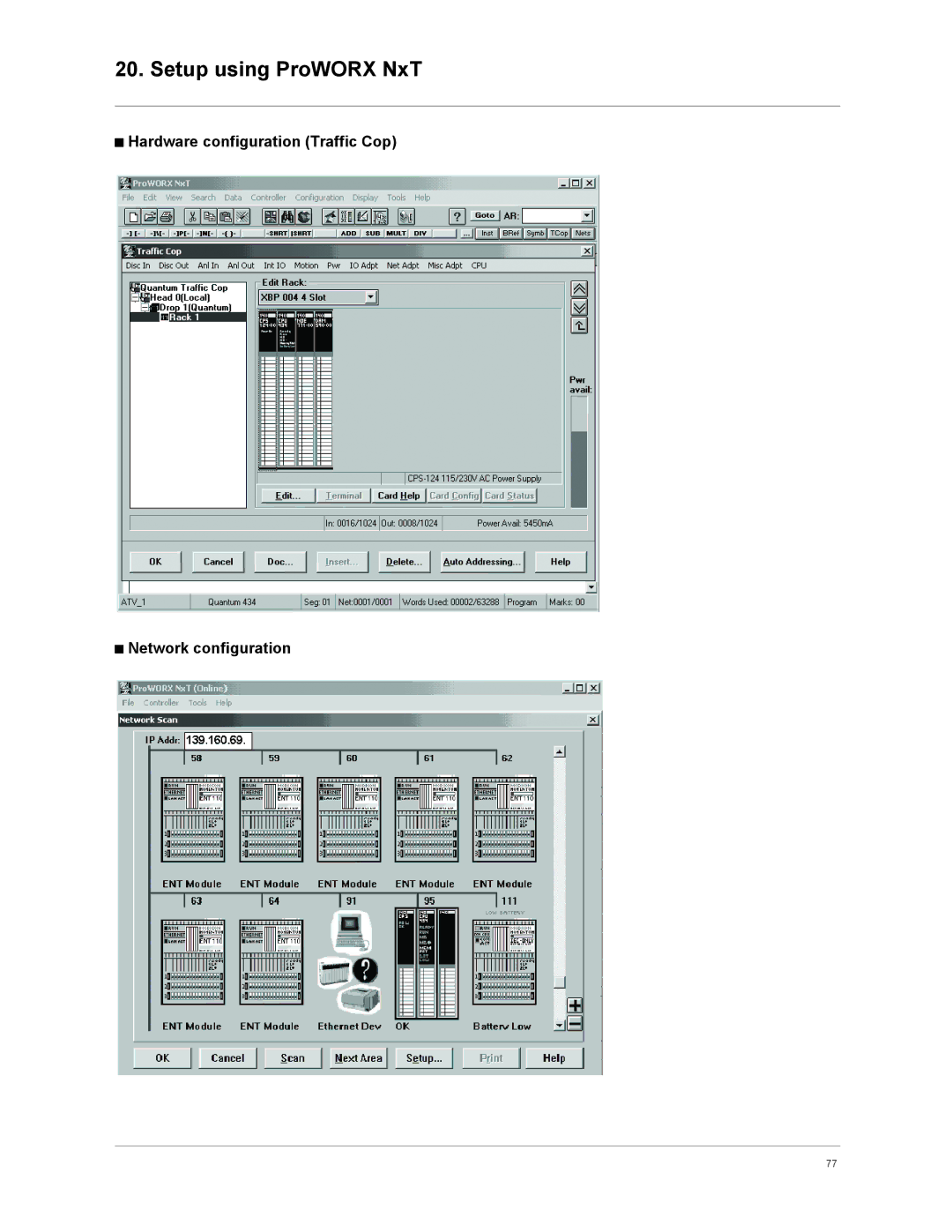 Schneider Electric VW3A3310d user manual Setup using ProWORX NxT, Hardware configuration Traffic Cop Network configuration 