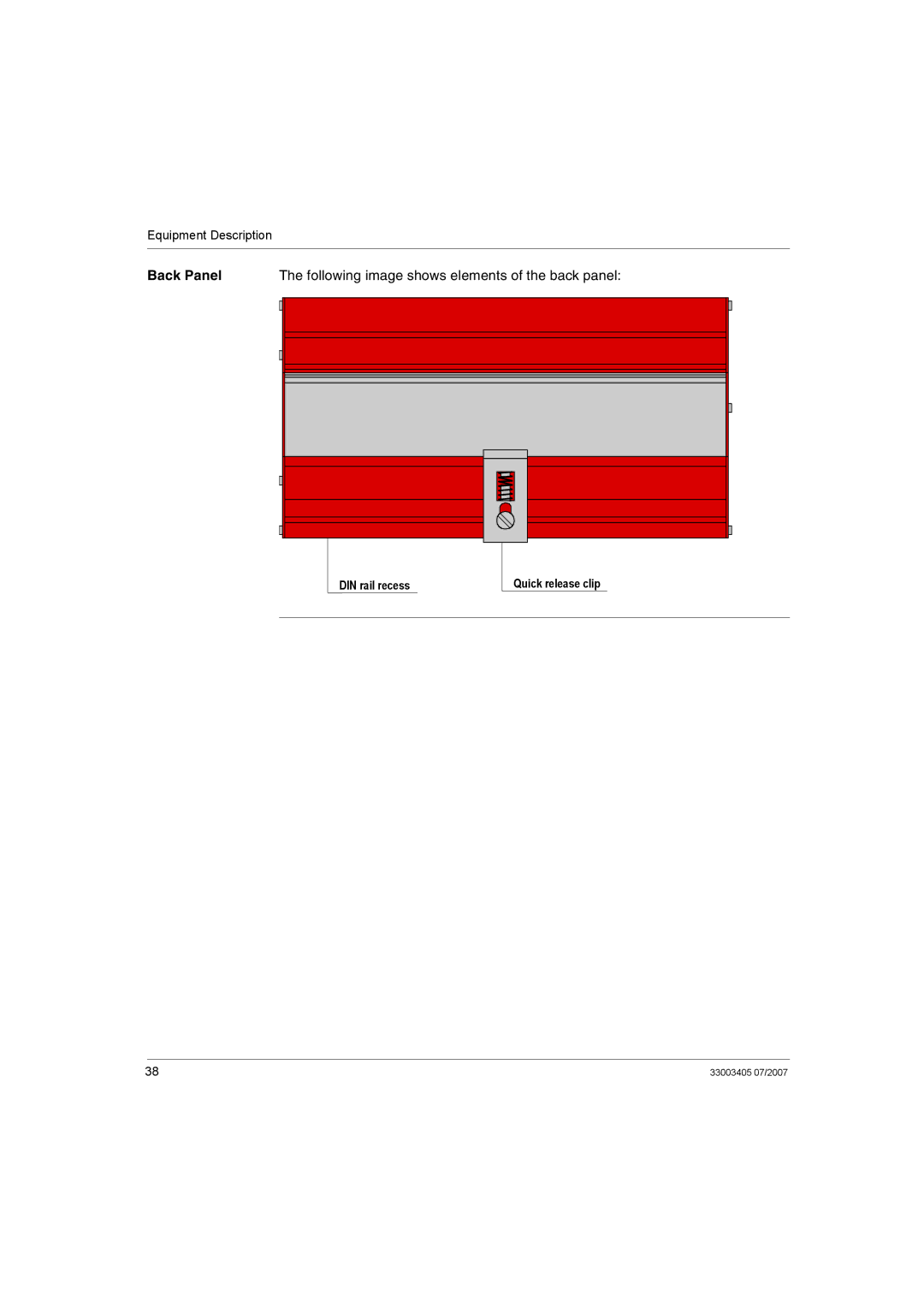 Schneider Electric XPSMF2DO801 manual Back Panel Following image shows elements of the back panel 