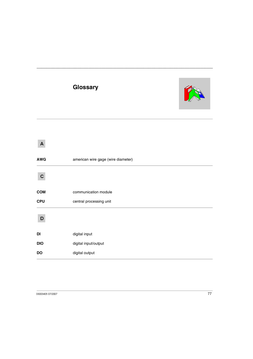 Schneider Electric XPSMF2DO801 manual Glossary 