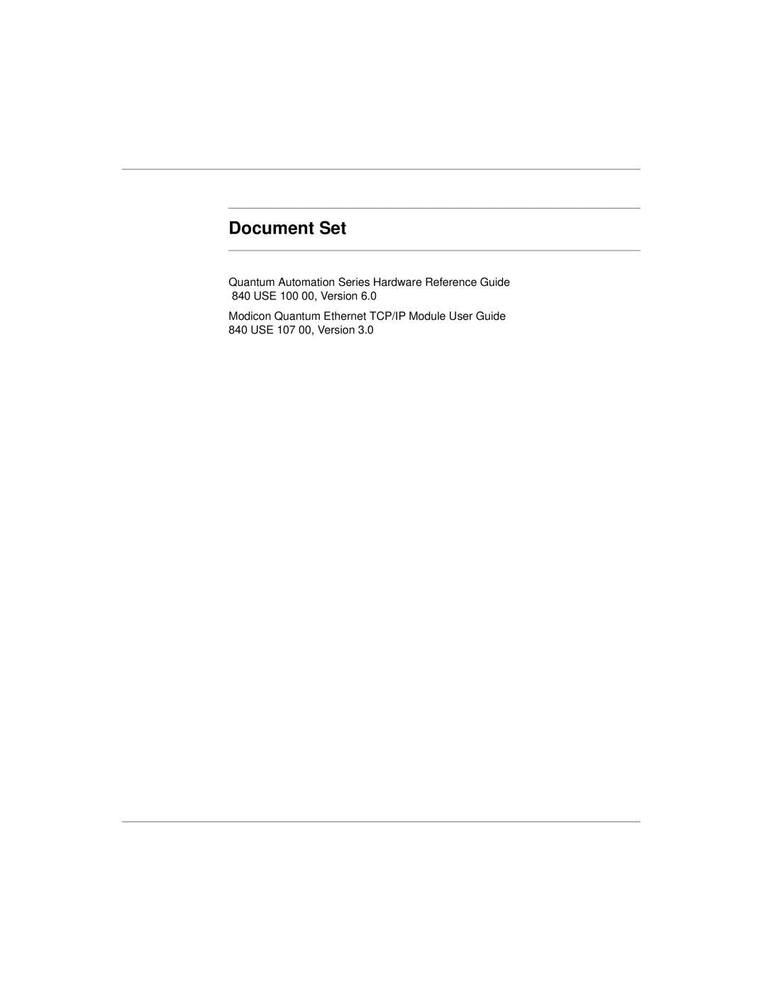 Schneider Optics Modicon Quantum Ethernet manual Document Set 