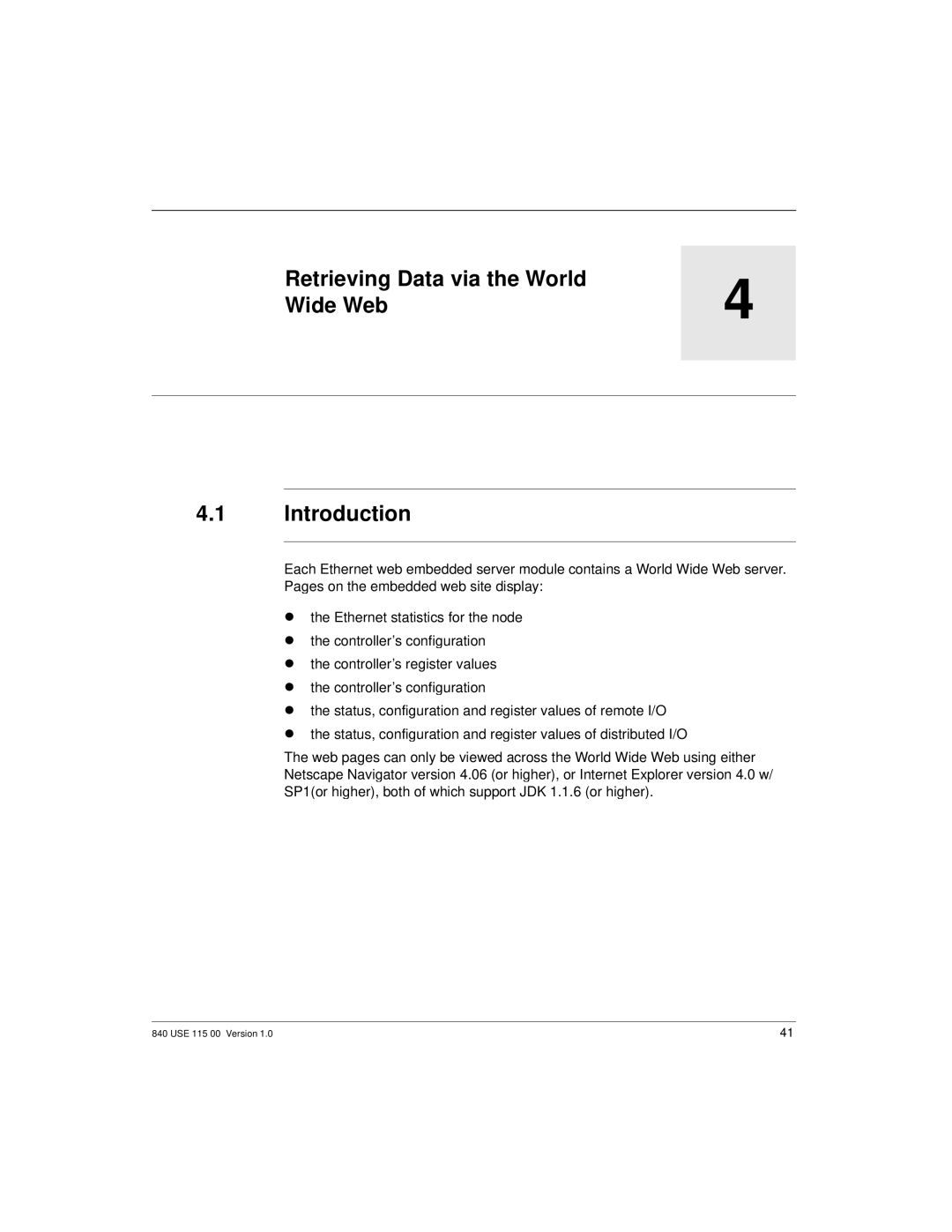 Schneider Optics Modicon Quantum Ethernet manual Retrieving Data via the World Wide Web Introduction 